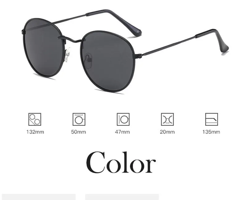 100% Polarized Unisex Round Alloy Frame Photochromic Designer Sunglasses