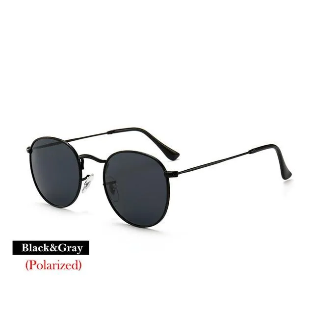 100% Polarized Unisex Round Alloy Frame Photochromic Designer Sunglasses