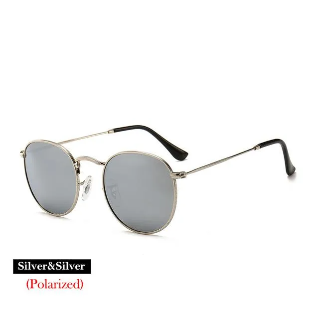 100% Polarized Unisex Round Alloy Frame Photochromic Designer Sunglasses