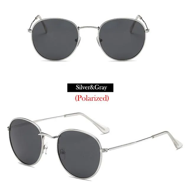 100% Polarized Unisex Round Alloy Frame Photochromic Designer Sunglasses