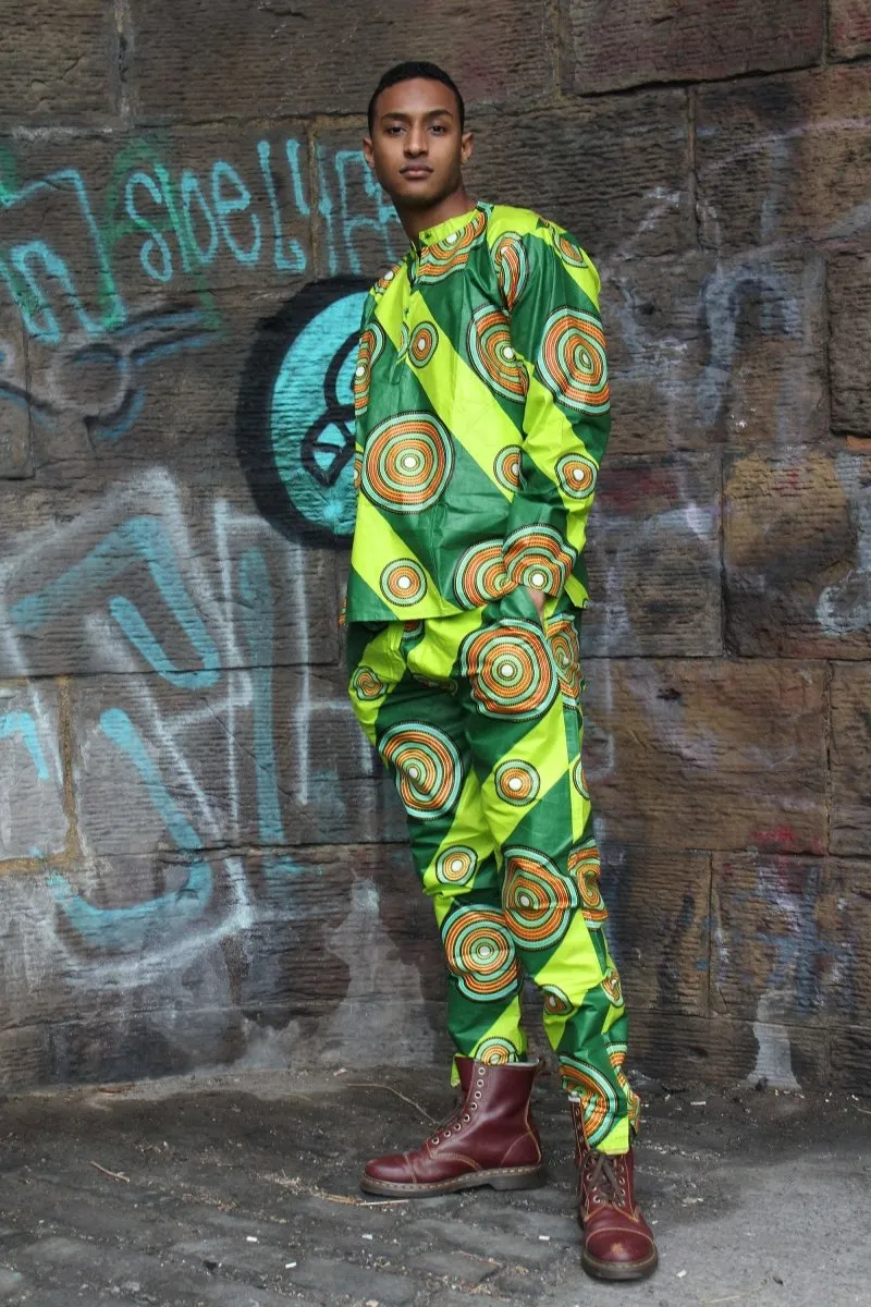 African Print Shirt in Green - African Clothing