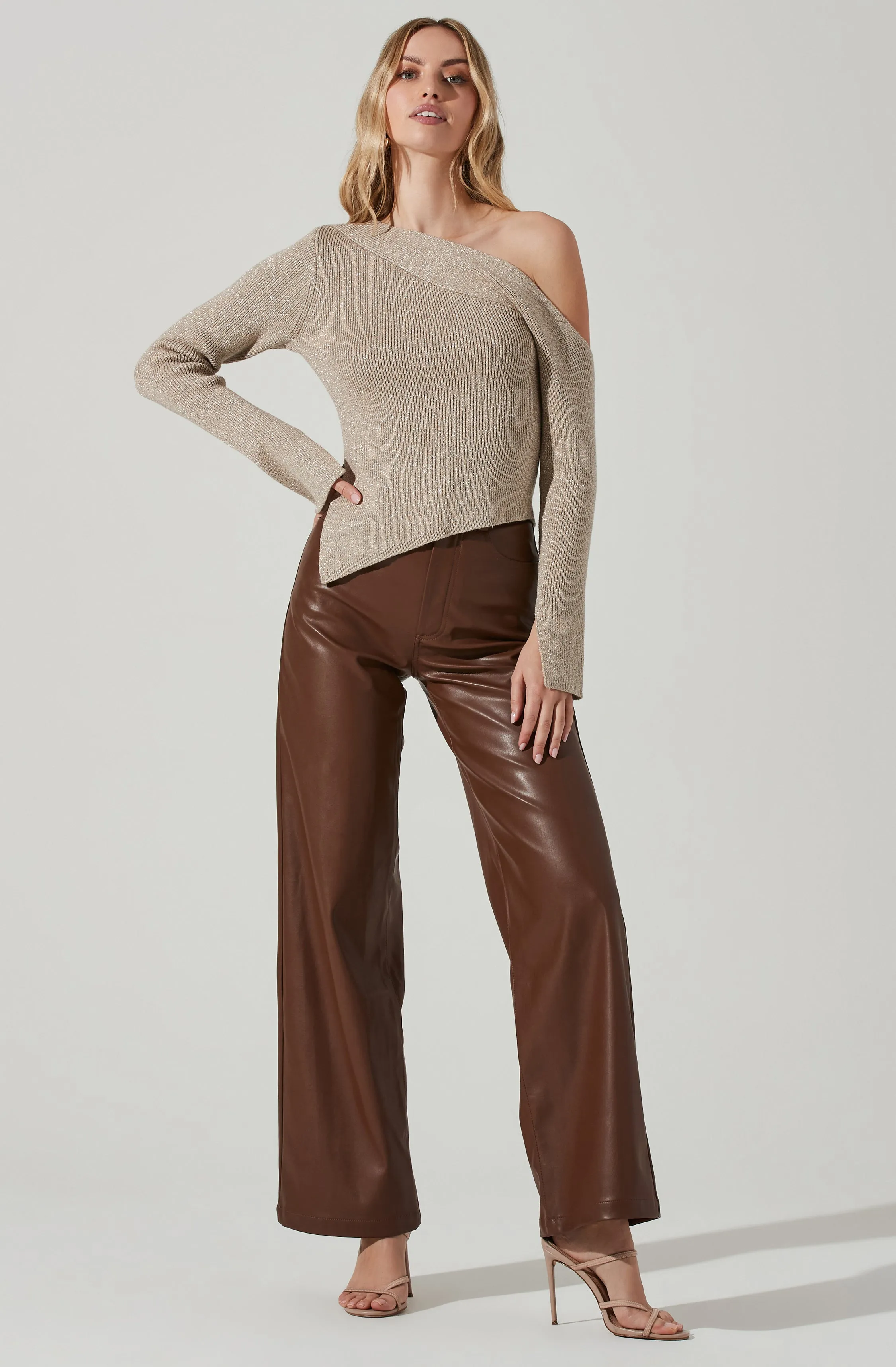 Aldari Asymmetrical Off Shoulder Sweater