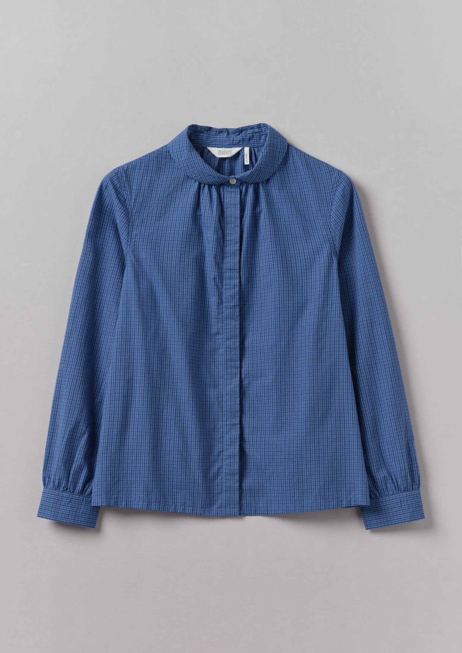 Anja Check Cotton Shirt | Slate/Dark Cornflower