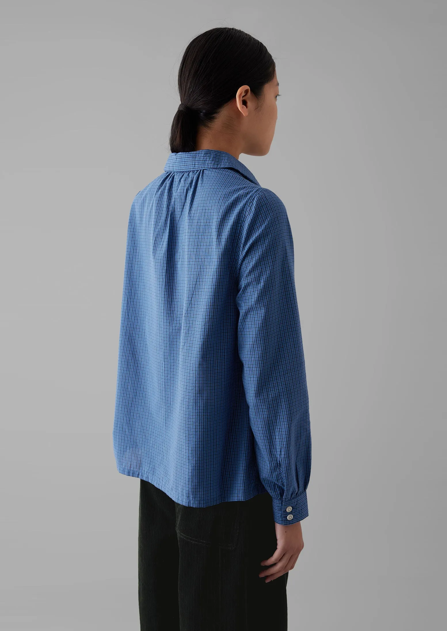 Anja Check Cotton Shirt | Slate/Dark Cornflower