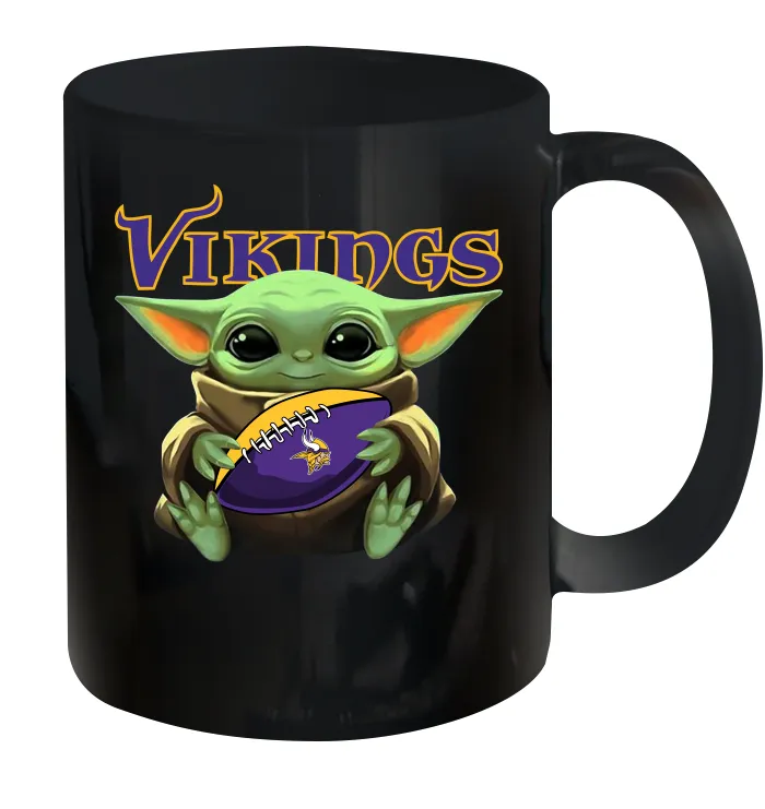 Baby Yoda Loves The Minnesota Vikings Star Wars Baby Yoda Hugs Vikings NFL Ceramic Mug 11oz