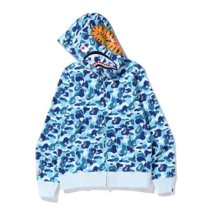 BAPE ABC CAMO SHARK FULL ZIP UP HOODIE BLUE SS23