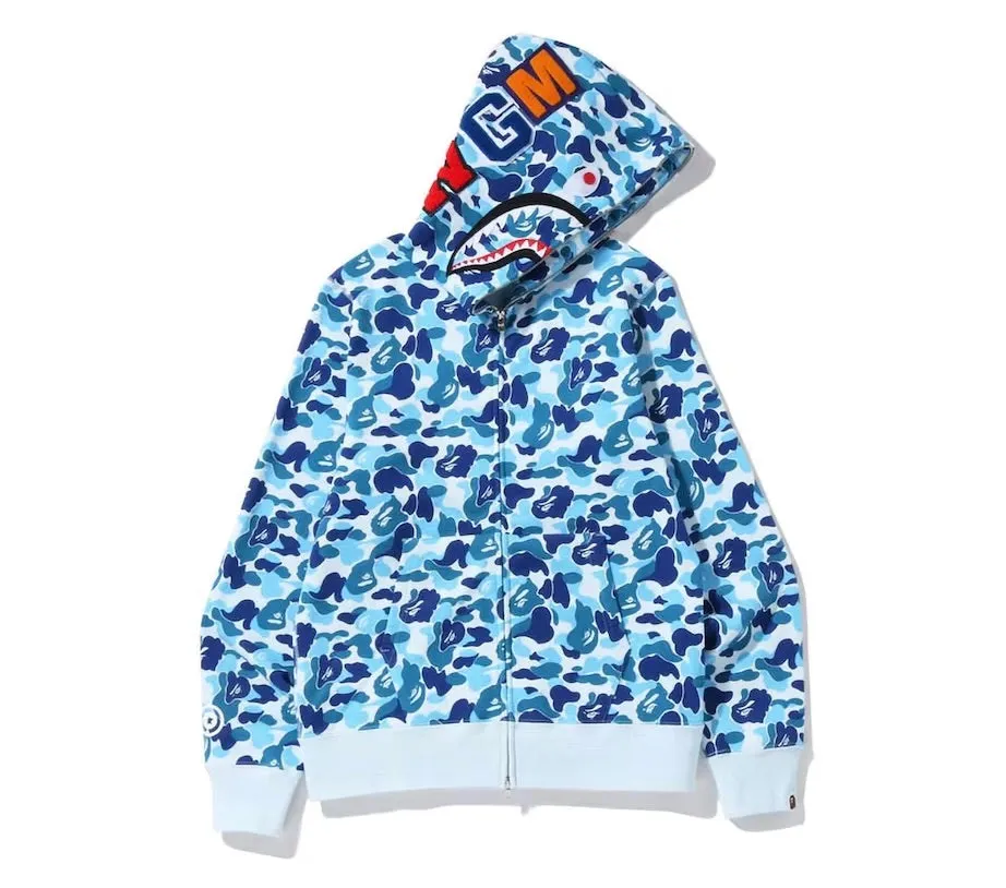 BAPE ABC CAMO SHARK FULL ZIP UP HOODIE BLUE SS23