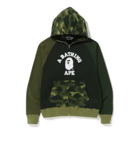 BAPE COLLEGE CAMO ZIP HOODIE GREEN