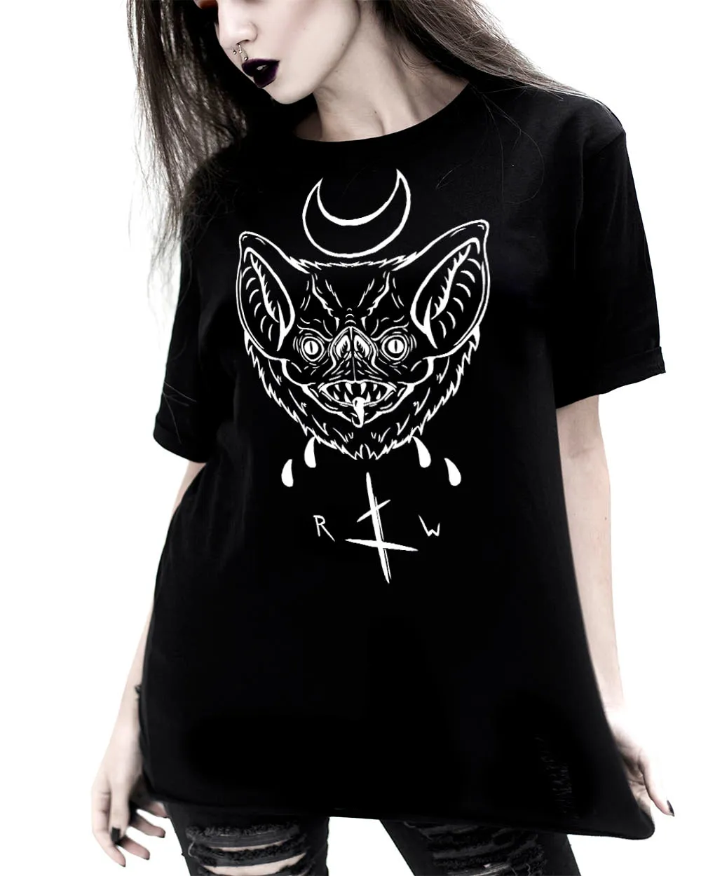 Bat Face Tee - Alt Goth Unisex T-Shirt Grunge Aesthetic Witchy Top Vegan Clothing Cool Fun Gifts