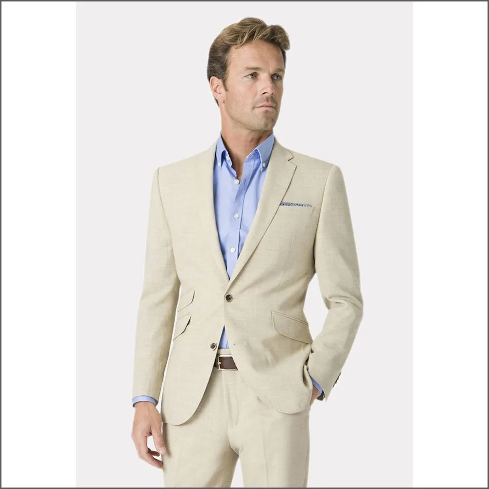 Brook Taverner Tailored Fit Natural Linen Mix Suit Jacket<><>