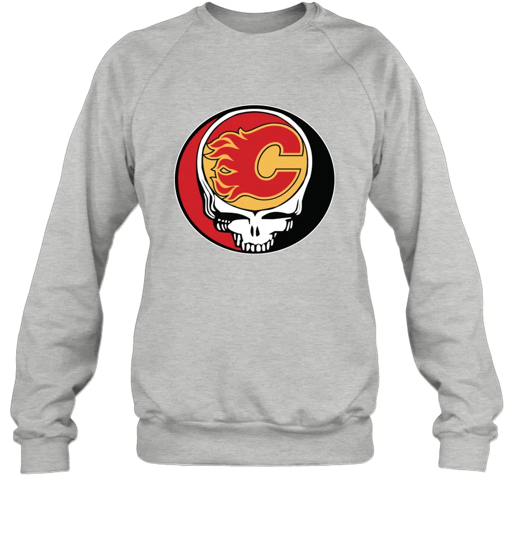 Calgary Flames Grateful Dead Steal Your Face Hockey NHL Adult Sweatshirt