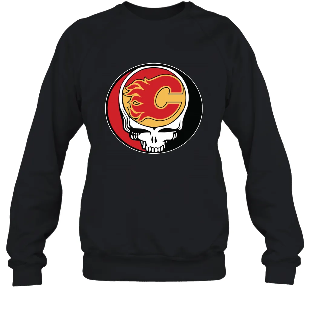 Calgary Flames Grateful Dead Steal Your Face Hockey NHL Adult Sweatshirt