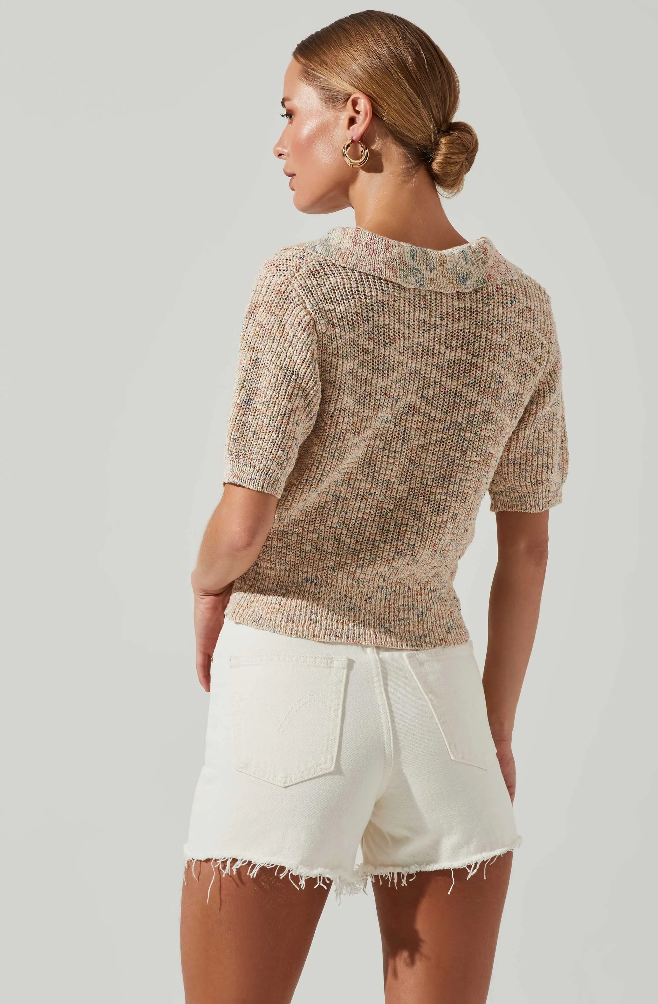 Cambria Collared Short Sleeve Knit Sweater