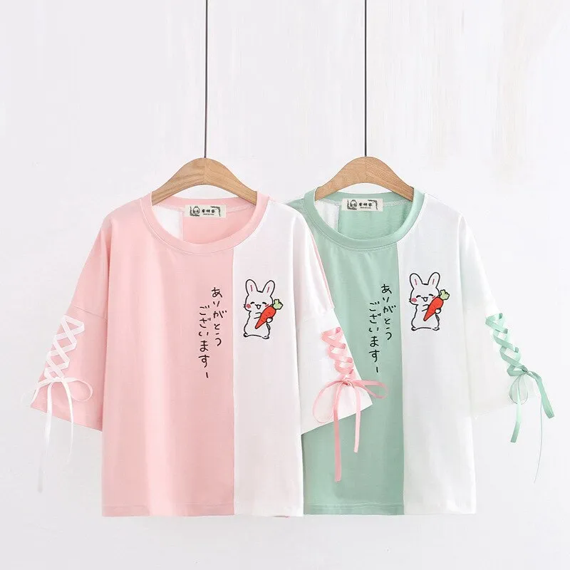 College Style Rabbit Kawaii T Shirt