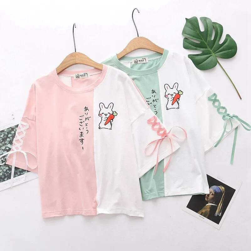 College Style Rabbit Kawaii T Shirt