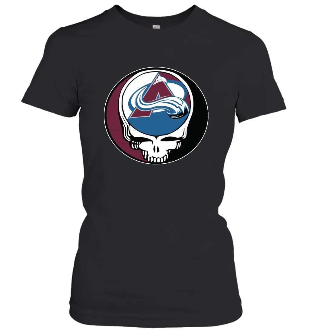 Colorado Avalanche Grateful Dead Steal Your Face Hockey NHL Womens T-Shirt