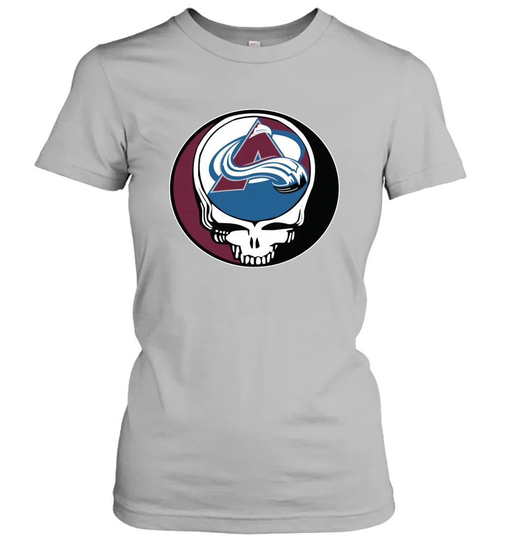 Colorado Avalanche Grateful Dead Steal Your Face Hockey NHL Womens T-Shirt