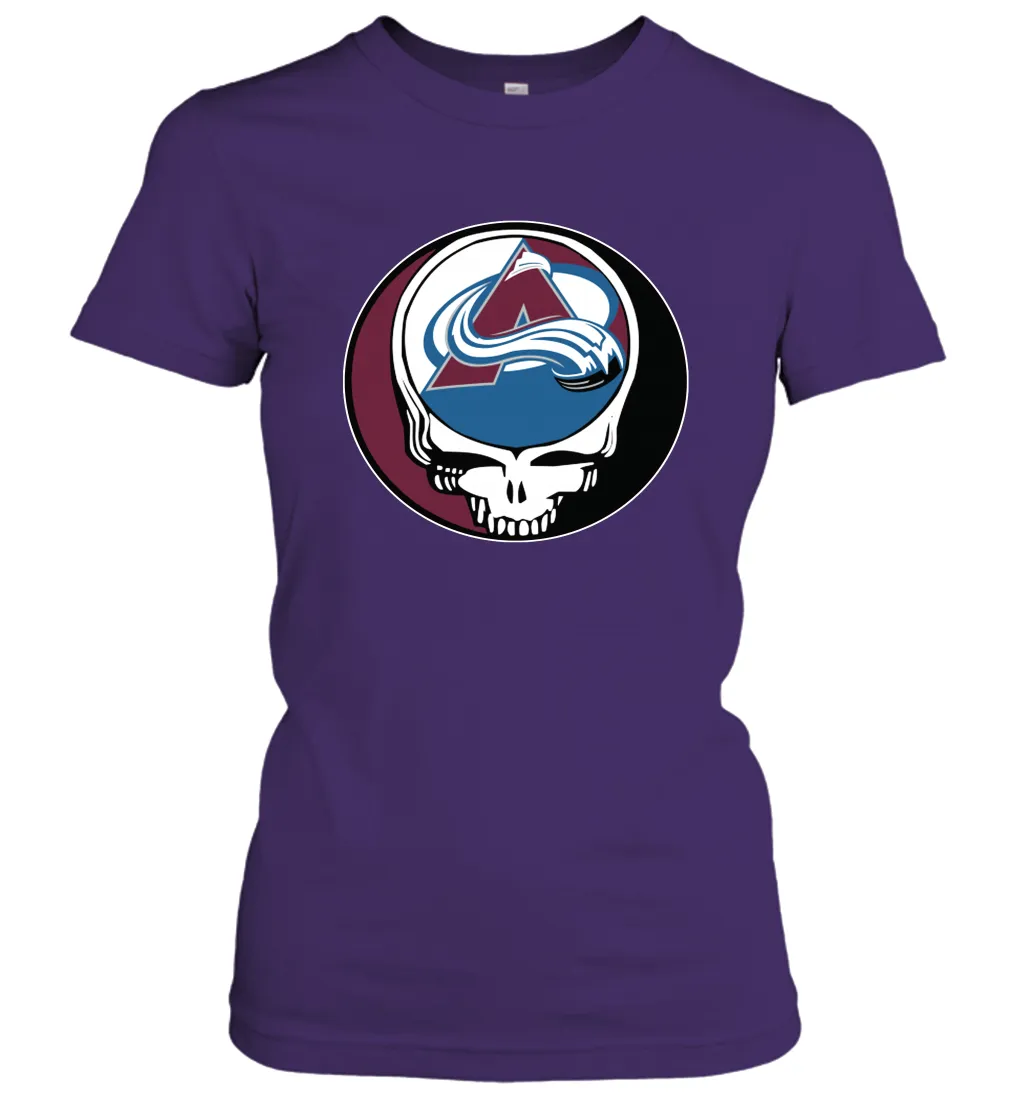 Colorado Avalanche Grateful Dead Steal Your Face Hockey NHL Womens T-Shirt