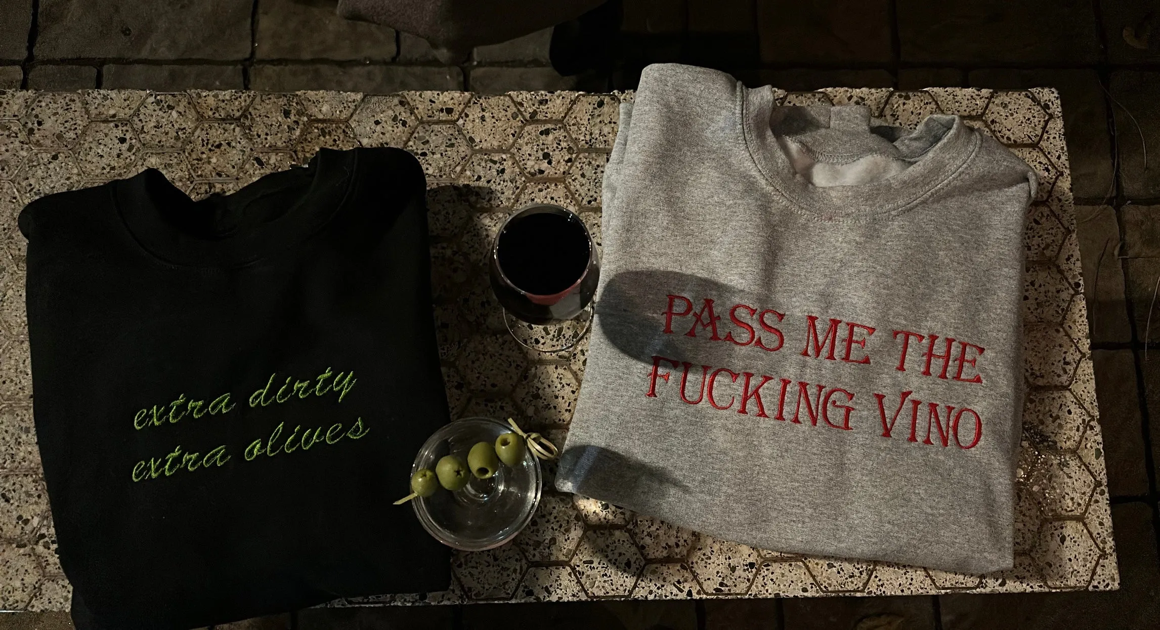 Concepts Reno EXTRA DIRTY EXTRA OLIVES * PASS ME THE FUCKING VINO Crewneck Sweatshirt