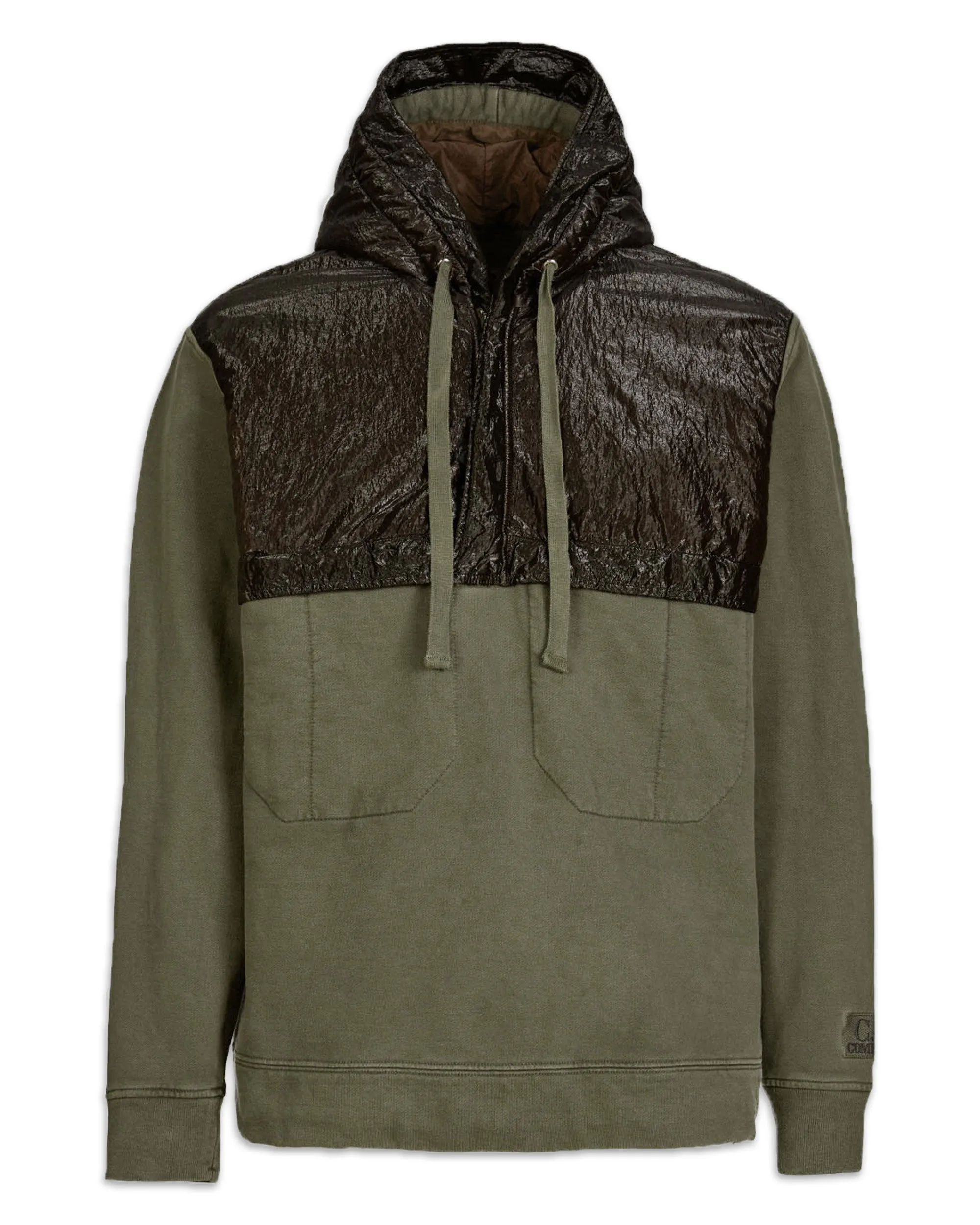 CP Company Sweatshirts Sweat Hooded in Diagonal Fleece Ivy Green