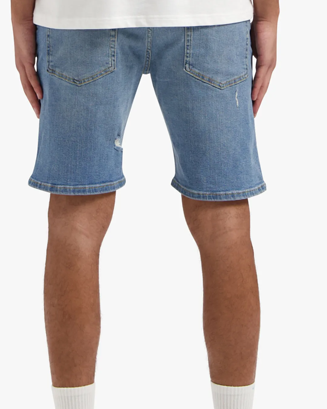 CROYEZ CH2 DAMAGED DENIM SHORTS - LIGHT BLUE