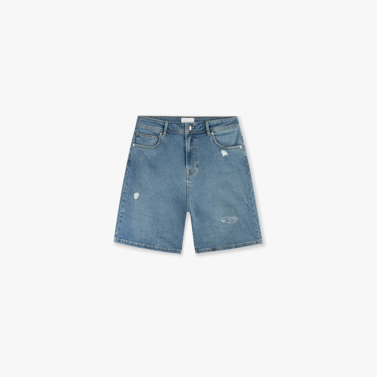 CROYEZ CH2 DAMAGED DENIM SHORTS - LIGHT BLUE