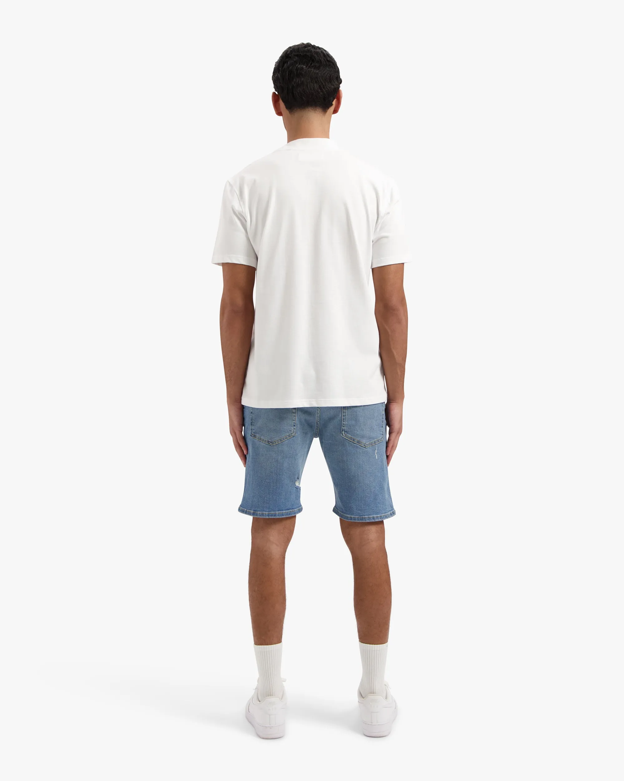 CROYEZ CH2 DAMAGED DENIM SHORTS - LIGHT BLUE