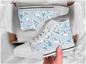 Cute Unicorn Shoes Unicorn Sneakers Cute Shoes Unicorn Lover Gifts Custom High Top Converse Style Sneakers For Adults Women & Men