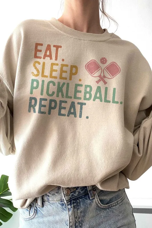 EAT. SLEEP. PICKLEBALL. REPEAT. GRAPHIC SWEATSHIRT