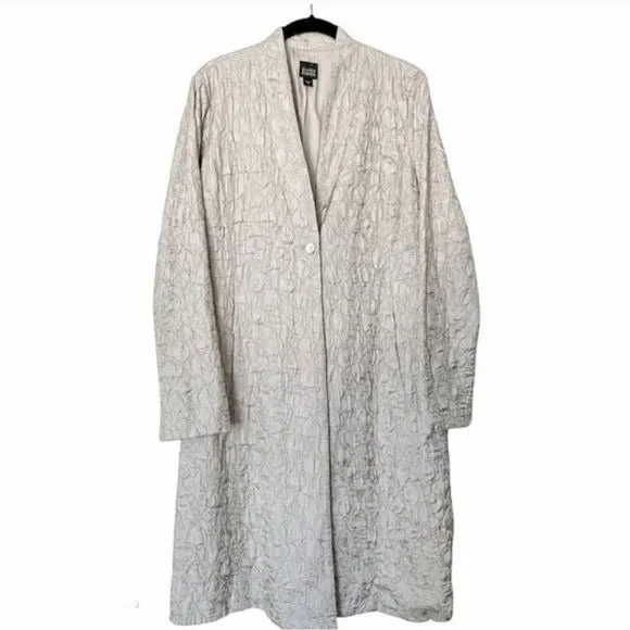 Eileen FisherNWT Cream Textured Silk Long Jacket