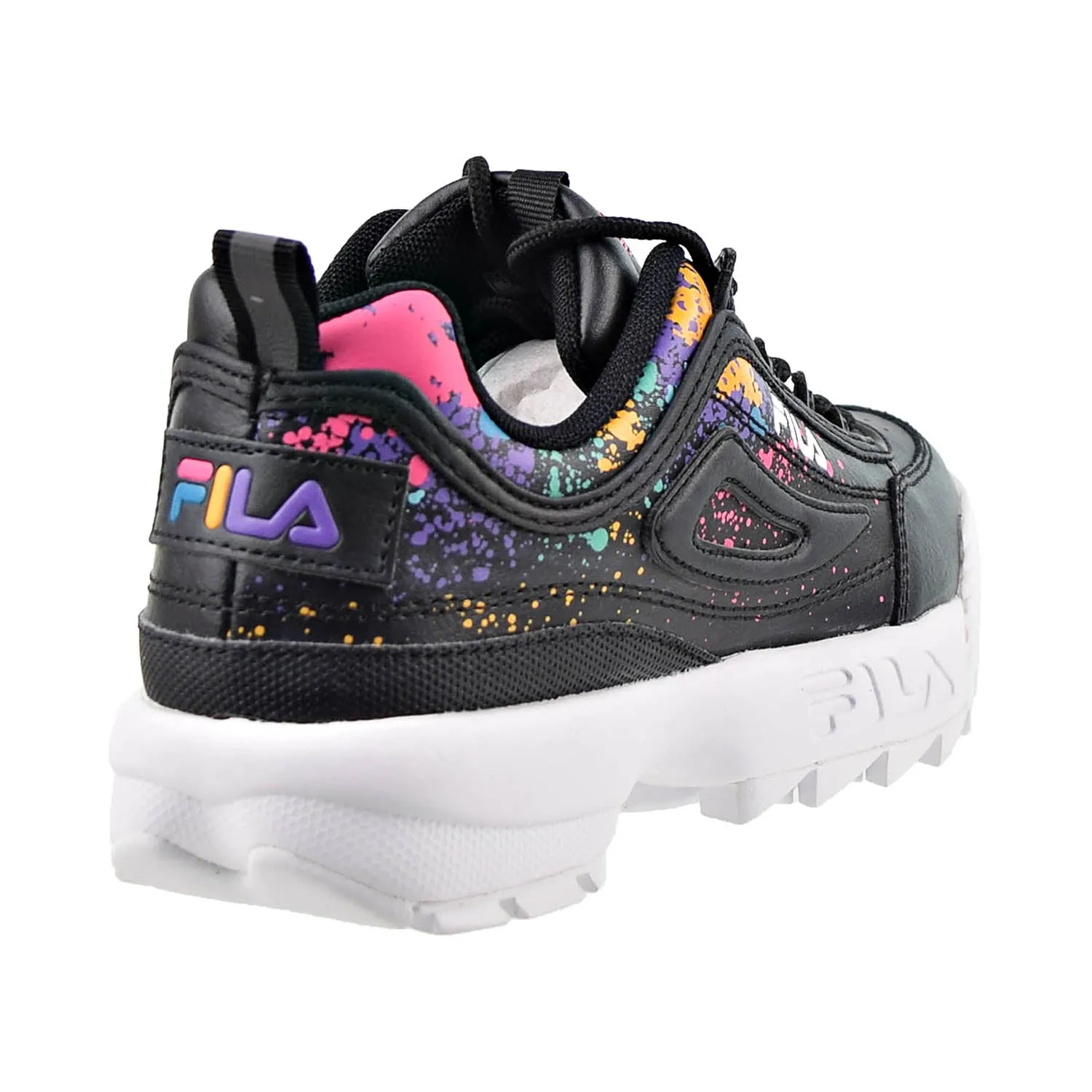 Fila Disruptor II DIY Paint Splatter Women's Shoes Black-White-Shocking Pink