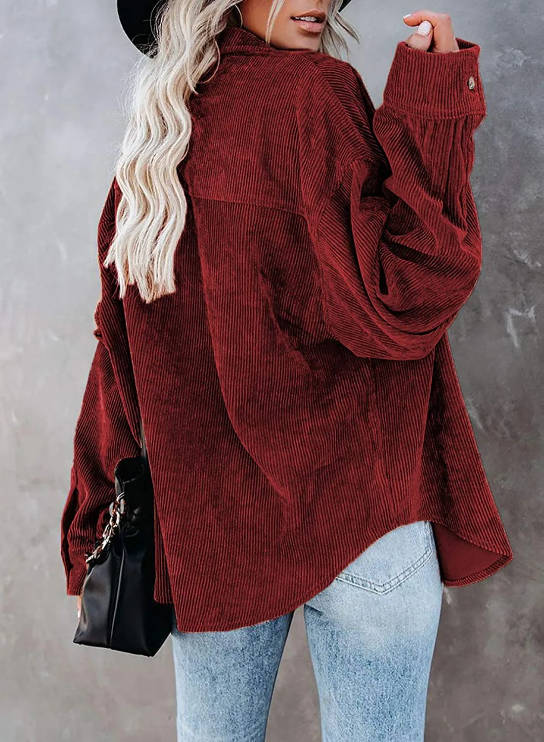 Haute Edition Women's Slouchy Oversized Corduroy Shirt Jacket