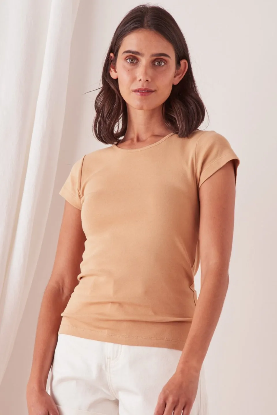 Kai Cotton Rib Taupe Tee