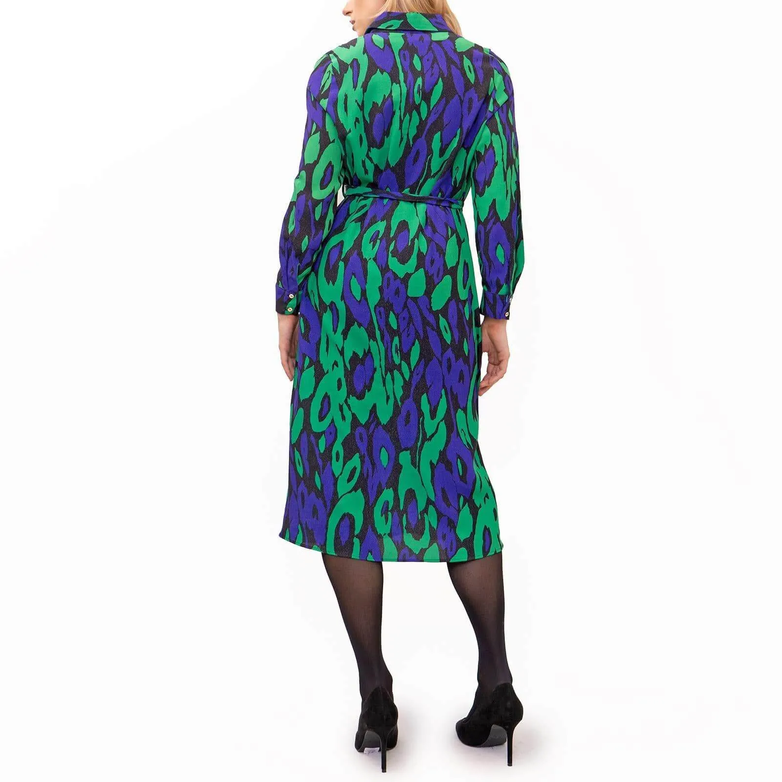 Karen Millen Green Leopard Print Lightweight Midi Shirt Dresses