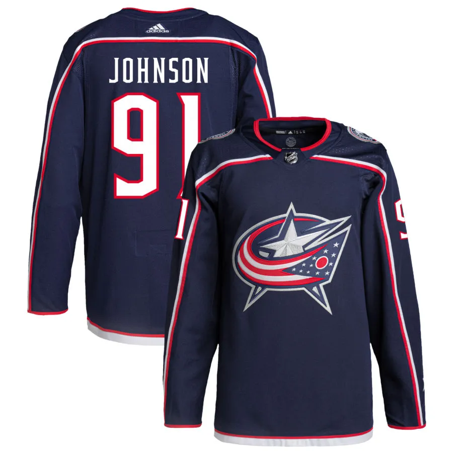 Kent Johnson Columbus Blue Jackets adidas Home Primegreen Authentic Pro Jersey - Navy