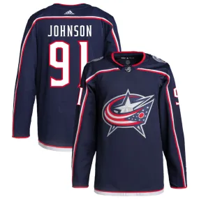 Kent Johnson Columbus Blue Jackets adidas Home Primegreen Authentic Pro Jersey - Navy