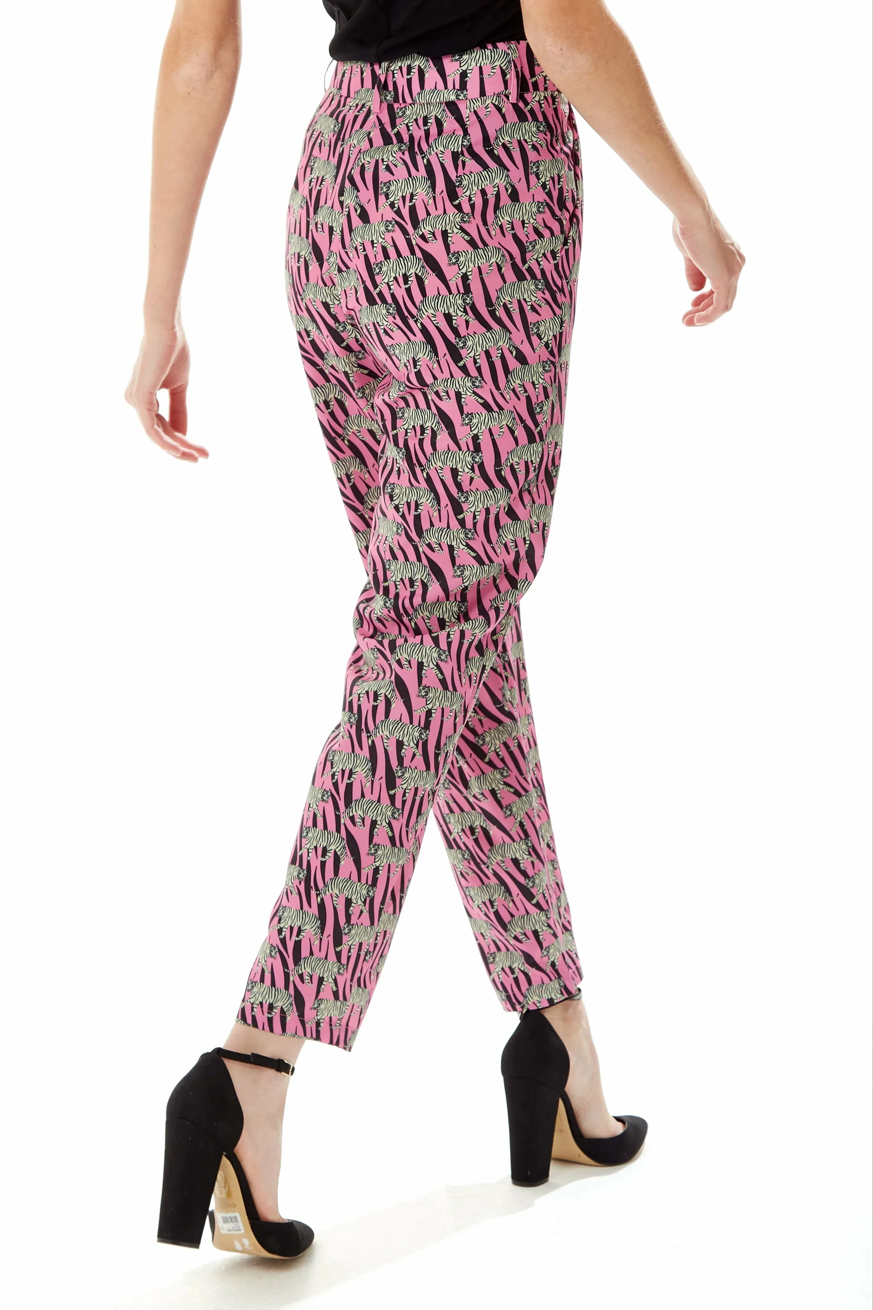 Liquorish Mixed Animal Print Trousers In Purple