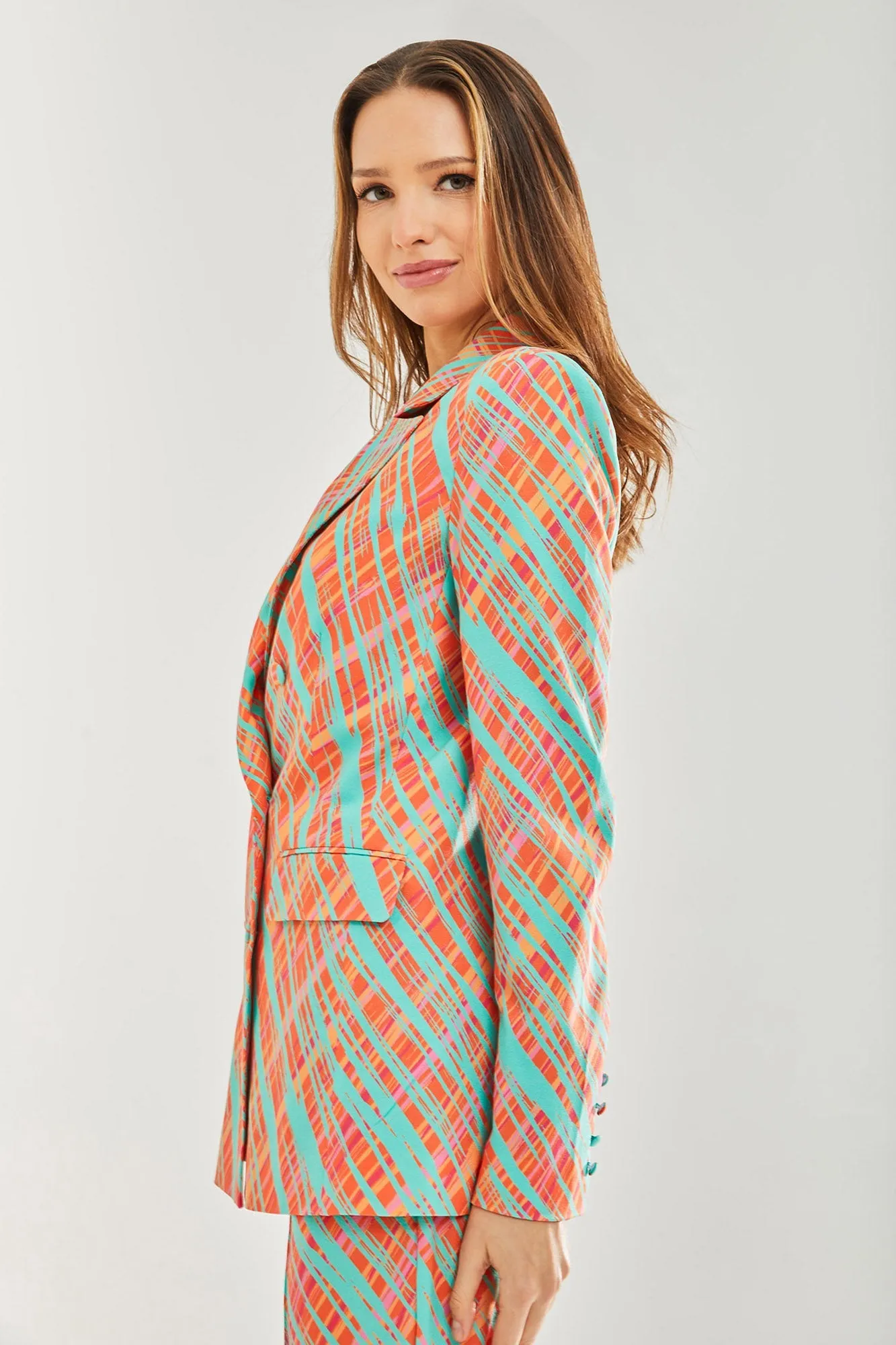 Liquorish Orange Scribble Print Blazer