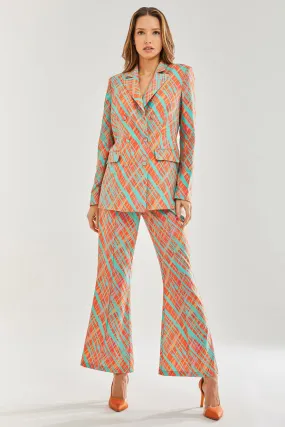 Liquorish Orange Scribble Print Blazer