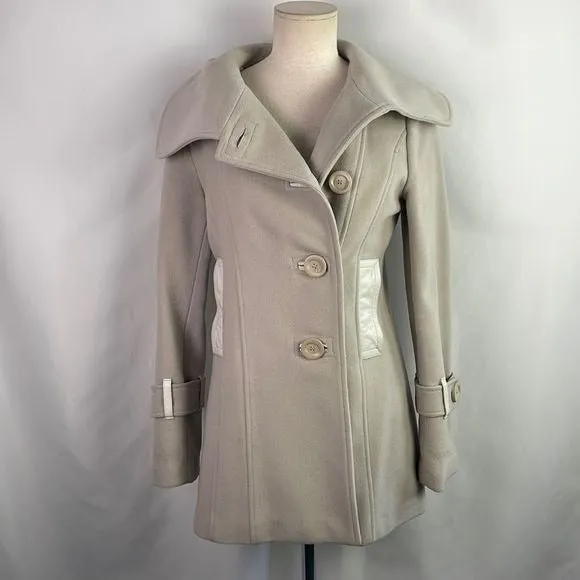 MackageCreamWith Leather Trim 3/4 Jacket