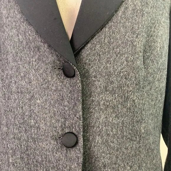 MaxMara Grey Virgin Wool w/ Black Trim Jacket