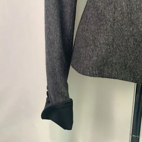 MaxMara Grey Virgin Wool w/ Black Trim Jacket