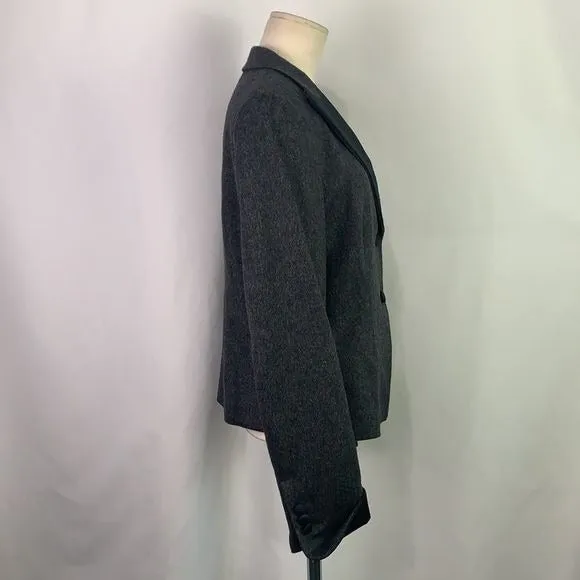 MaxMara Grey Virgin Wool w/ Black Trim Jacket