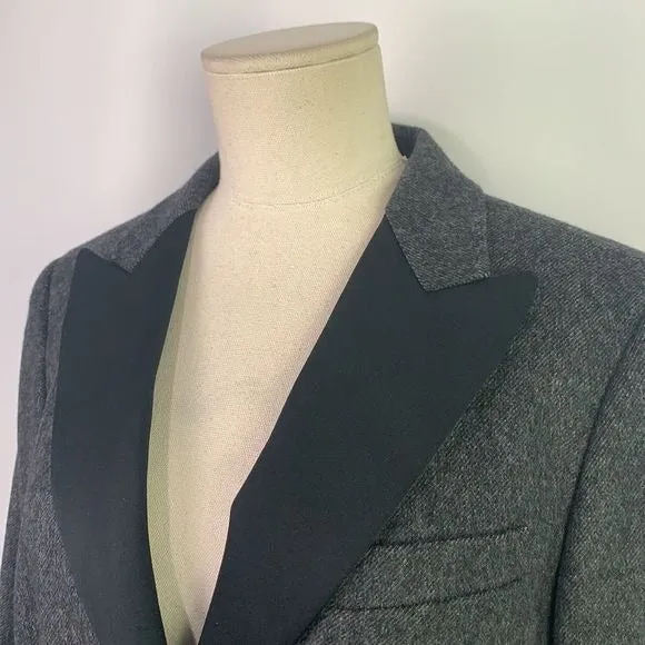 MaxMara Grey Virgin Wool w/ Black Trim Jacket