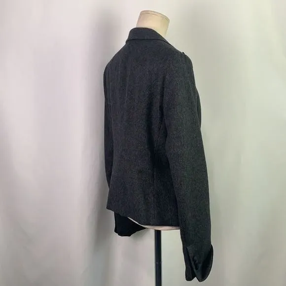 MaxMara Grey Virgin Wool w/ Black Trim Jacket