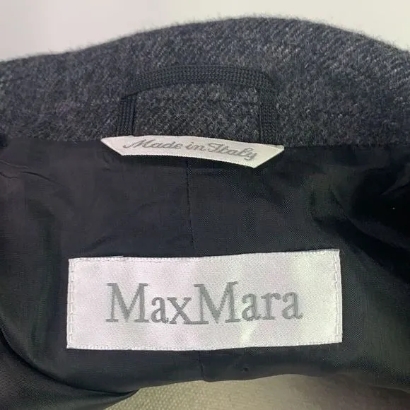 MaxMara Grey Virgin Wool w/ Black Trim Jacket