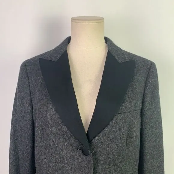 MaxMara Grey Virgin Wool w/ Black Trim Jacket