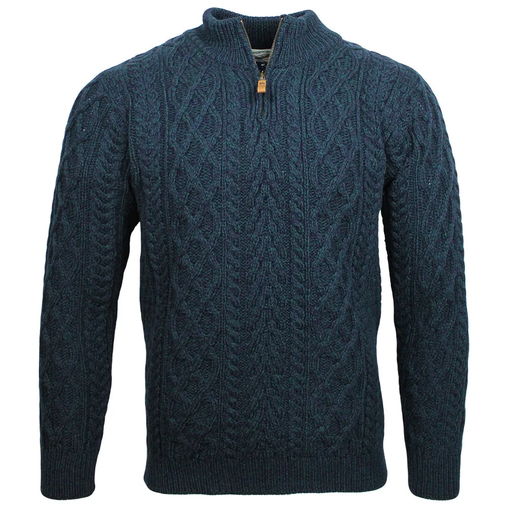 Men's Half Zip Aran Wool Sweater