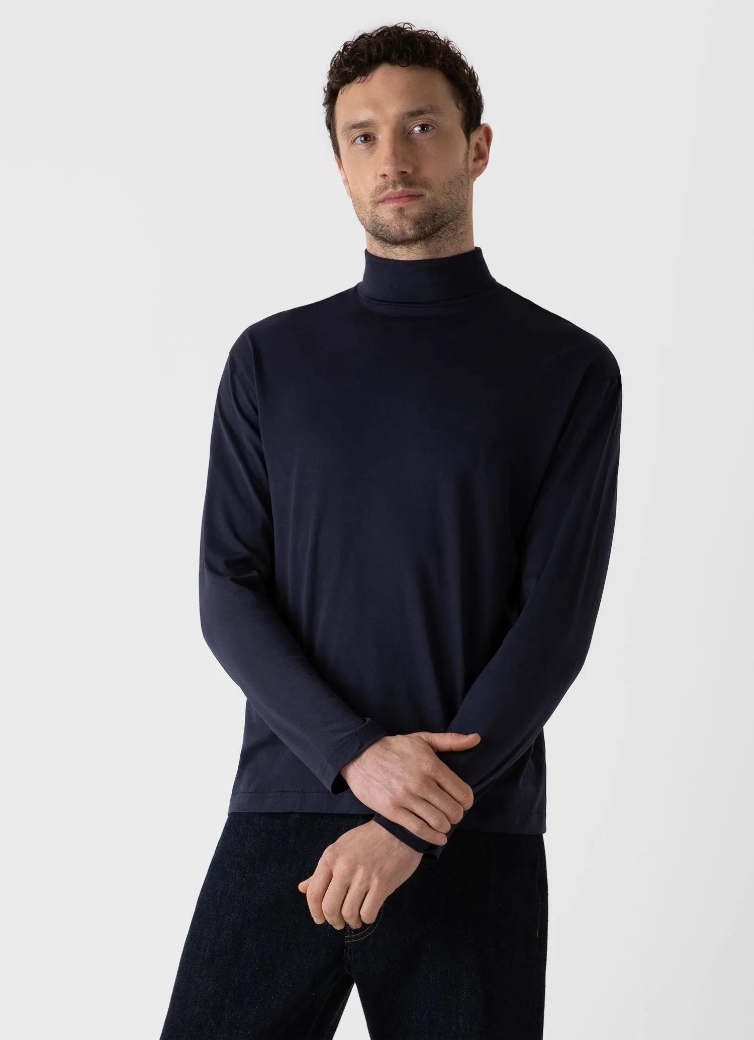 Men's Long Sleeve Roll Neck in Navy