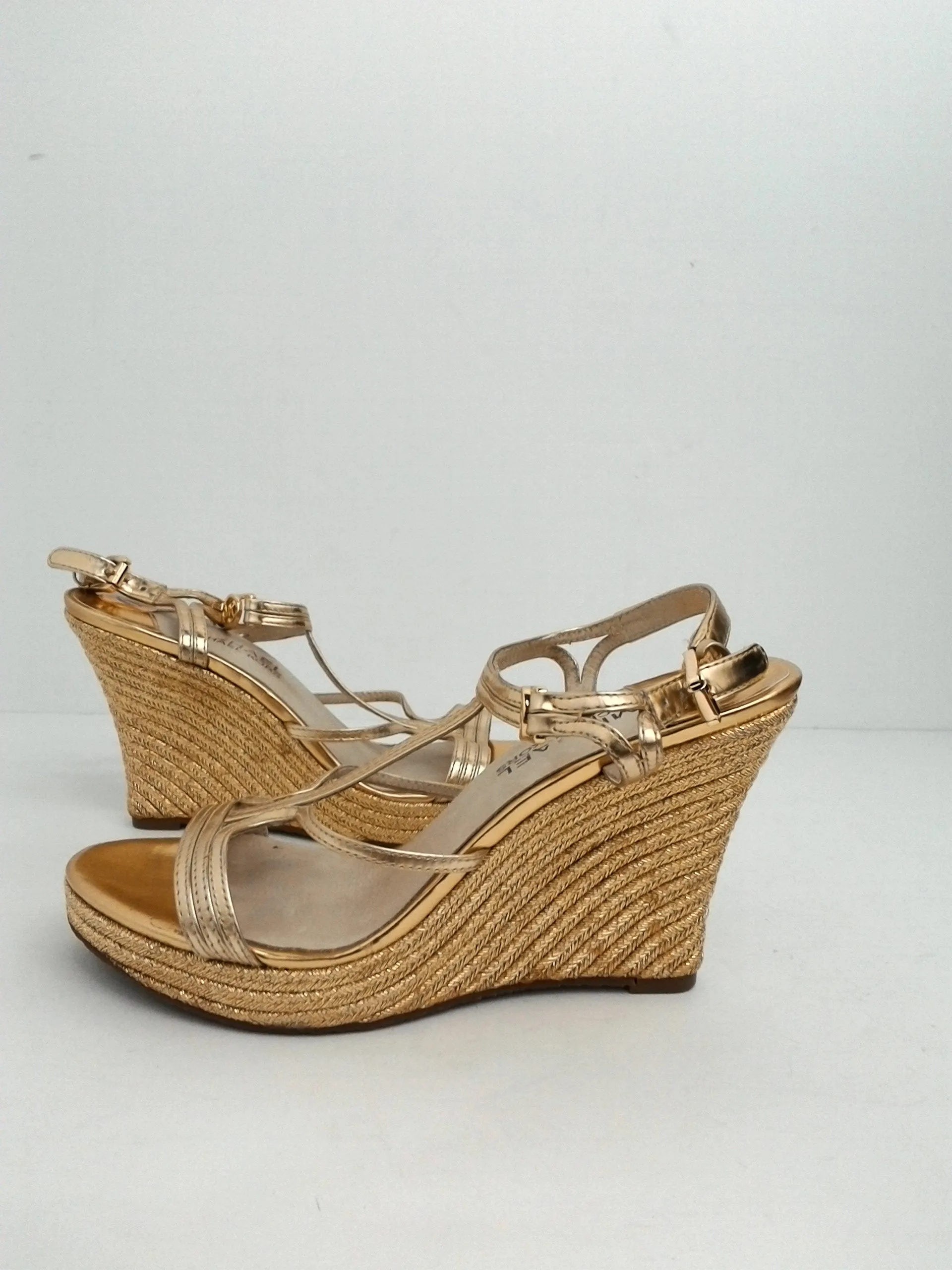 Michael Kors Women's Cicely Pale Gold Wedge Sandal Size 6